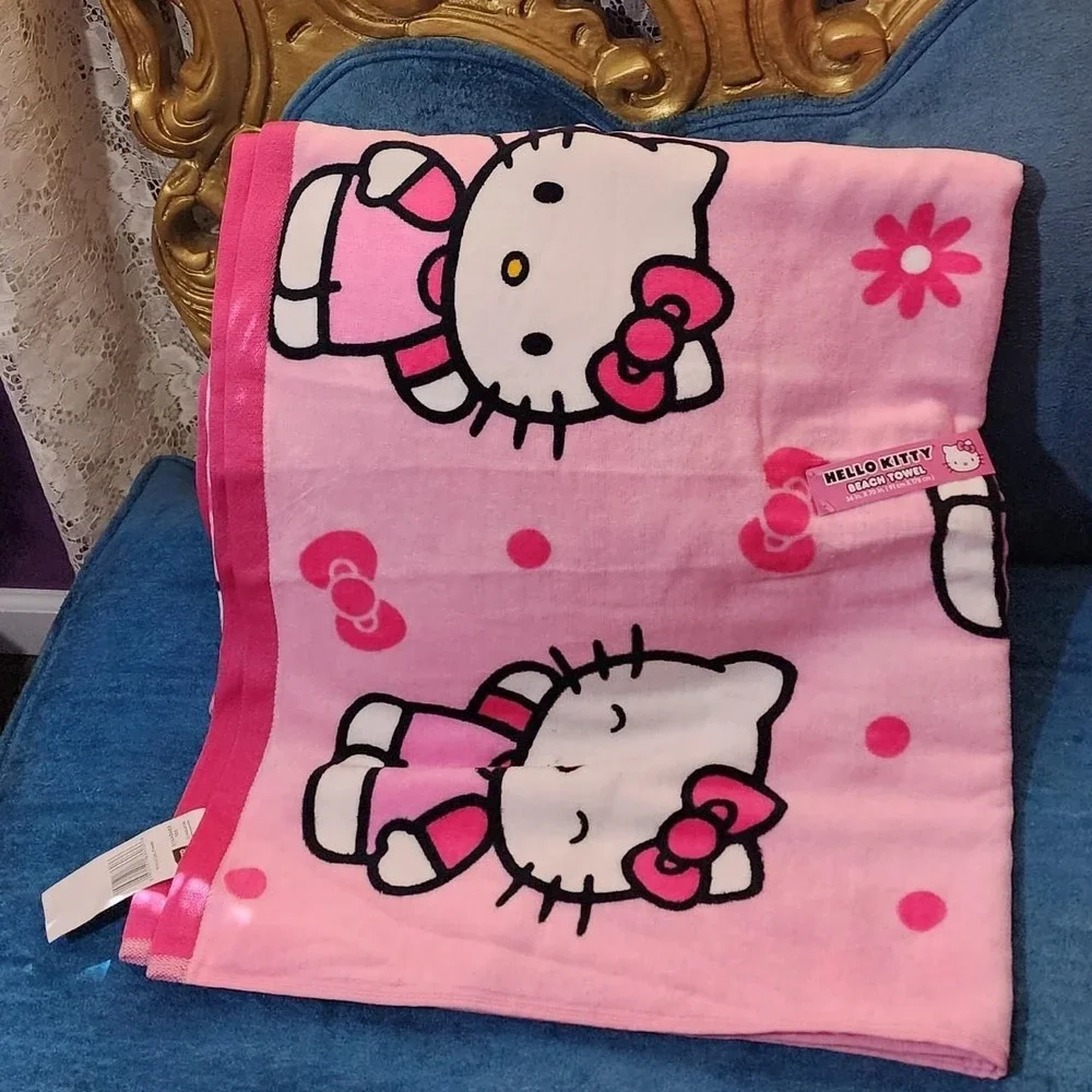 Hello Kitty Bows & Flowers Pink Beach Towel